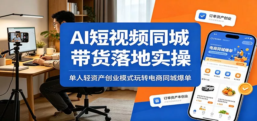 AI短视频同城带货落地实操：单人轻资产创业模式玩转电商同城爆单 - 轻创社