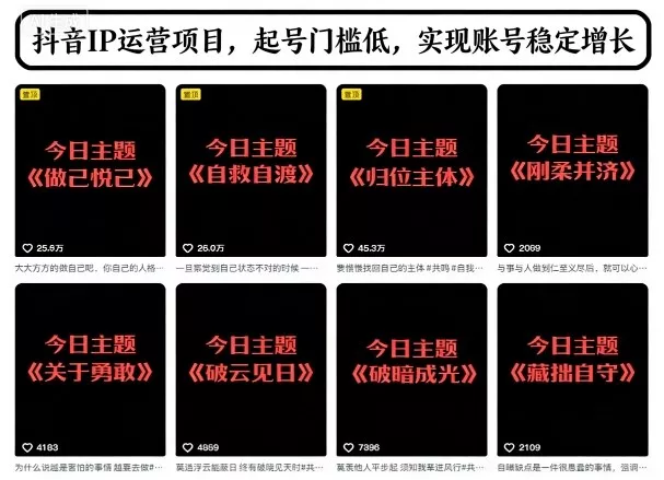 抖音IP运营项目，抖音今日主题玩法，起号门槛低，实现账号稳定增长 - 轻创社