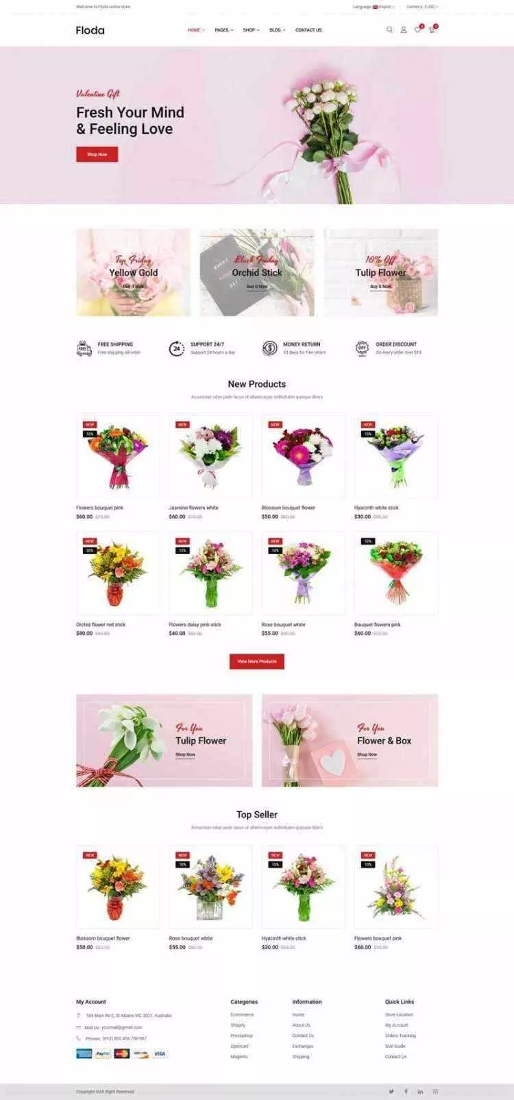 Bootstrap红色精美响应式鲜花花店电商网站 - 轻创社