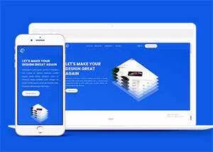 蓝色手机应用设计网站模板下载 - 轻创社