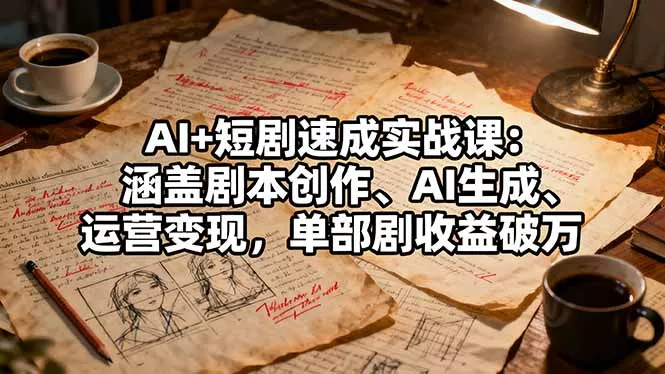 AI+短剧速成实战课：涵盖剧本创作、AI生成、运营变现，单部剧收益破万 - 轻创社