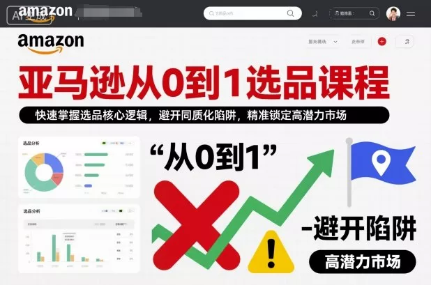 亚马逊从0到1选品课程,快速掌握选品核心逻辑,避开同质化陷阱,精准锁定高潜力市场