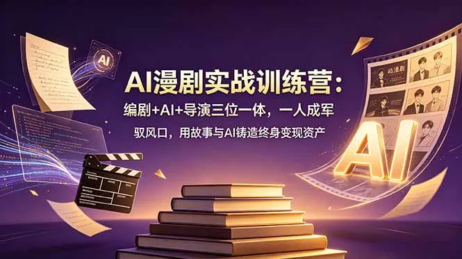 AI漫剧实战训练营：编剧+AI+导演三位一体，一人成军 驭风口，用故事与AI铸造终身变现资产 - 轻创社