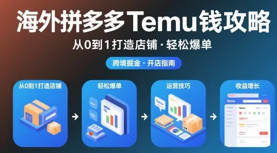 海外拼多多temu钱攻略从0到1打造店铺,轻松爆单 海外拼多多temu钱攻略从0到1打造店铺,轻松爆单