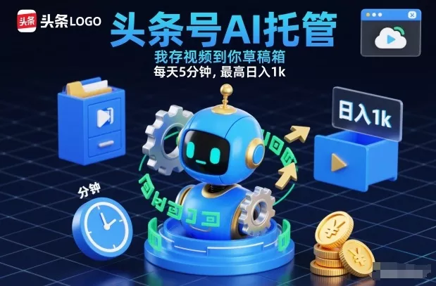 头条号AI托管，我存视频到你草稿箱，每天5分钟，最高日入1k【揭秘】 - 轻创社
