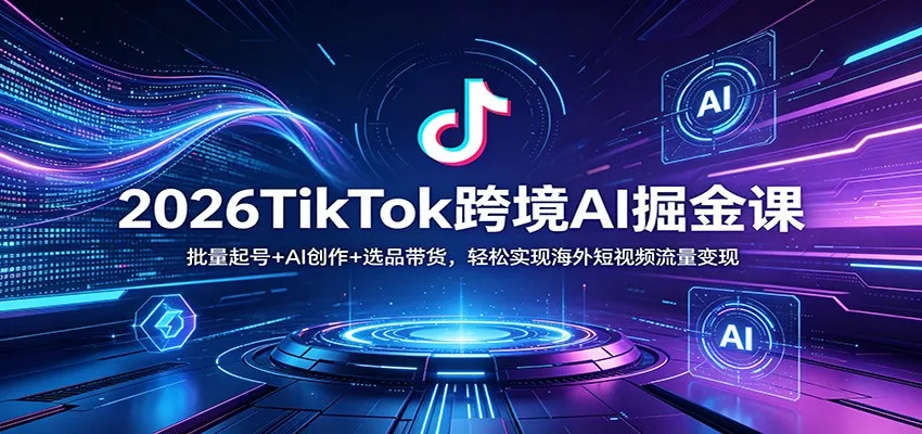 2026TikTok跨境AI掘金课：批量起号+AI创作+选品带货，轻松实现海外短视频流量变现 - 轻创社