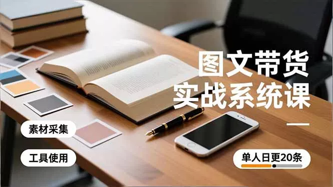 图文带货实战系统课，工具使用、素材采集、防同质化，单人日更20条月入3w+ - 轻创社
