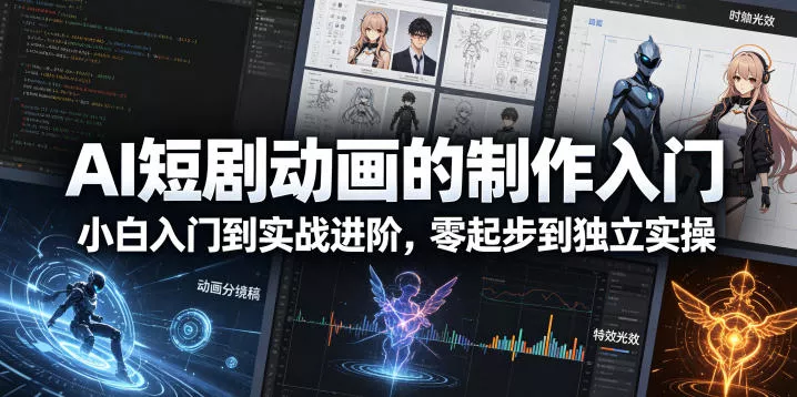 AI短剧动画的制作入门，小白入门到实战进阶，零起步到独立实操 - 轻创社