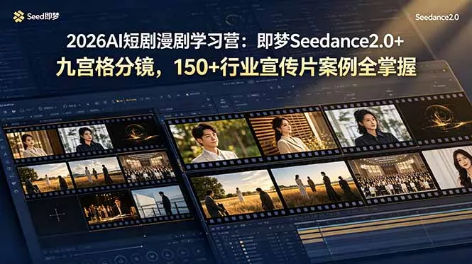 2026AI短剧漫剧学习营：即梦Seedance2.0+九宫格分镜，150+行业宣传片案例全掌握 - 轻创社