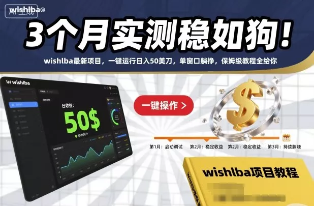 3个月实测稳如狗!wishlba最新项目,一键运行日入50美刀,单窗口躺挣,保姆级教程全给你【揭秘】