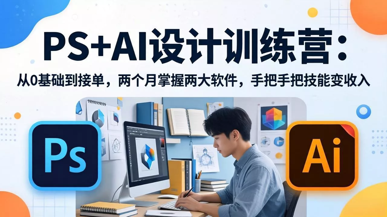 PS+AI设计训练营：从0基础到接单，两个月掌握两大软件，手把手把技能变收入 - 轻创社