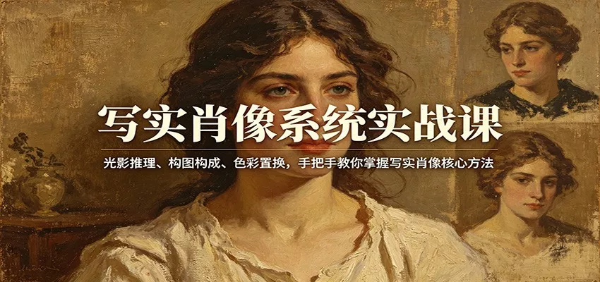 写实肖像系统实战课：光影推理、构图构成、色彩置换，手把手教你掌握写实肖像核心方法 - 轻创社