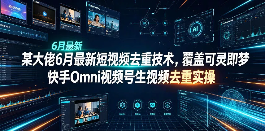 某大佬6月最新短视频去重技术，覆盖可灵即梦快手Omni视频号生视频去重实操 - 轻创社