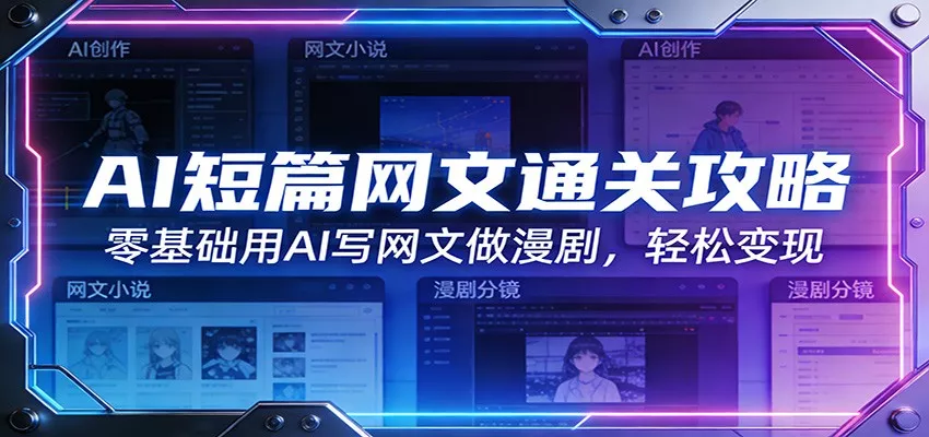 AI短篇网文通关攻略：零基础用AI写网文做漫剧，轻松变现 - 轻创社