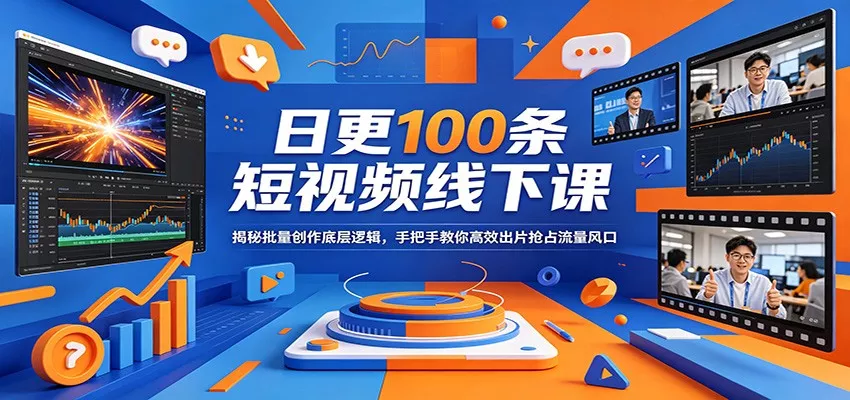 日更100条短视频线下课：揭秘批量创作底层逻辑，手把手教你高效出片抢占流量风口 - 轻创社