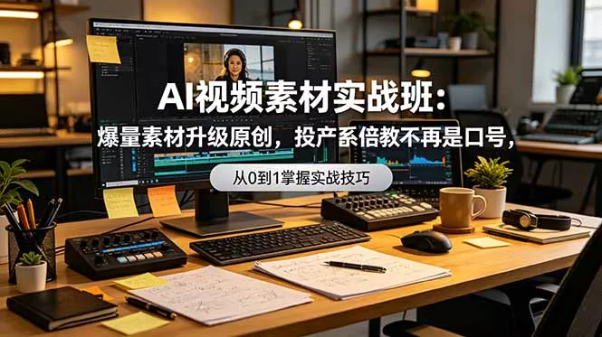 AI视频素材实战班：爆量素材升级原创，投产翻倍不再是口号，0-1系统教学实战落地 - 轻创社