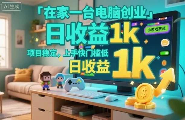 在家一台电脑创业，小游戏赛道，项目稳定，上手快门槛低，日收益1k+【揭秘】 - 轻创社