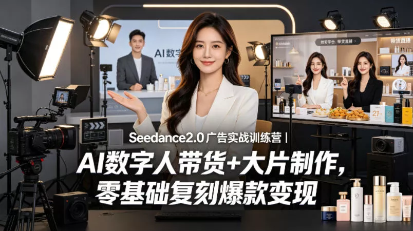 Seedance2.0广告实战训练营｜AI数字人带货+大片制作，零基础复刻爆款变现 - 轻创社
