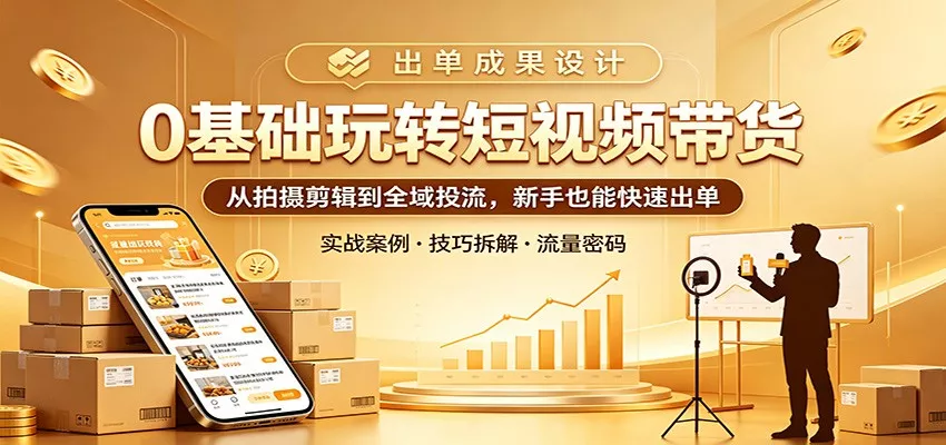 0基础玩转短视频带货：从拍摄剪辑到全域投流，新手也能快速出单 - 轻创社