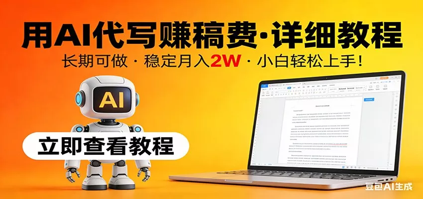 用AI代写赚稿费,详细教程,长期可做,稳定月入2W,小白轻松上手! 用AI代写赚稿费,详细教程,长期可做,稳定月入2W,小白轻松上手!
