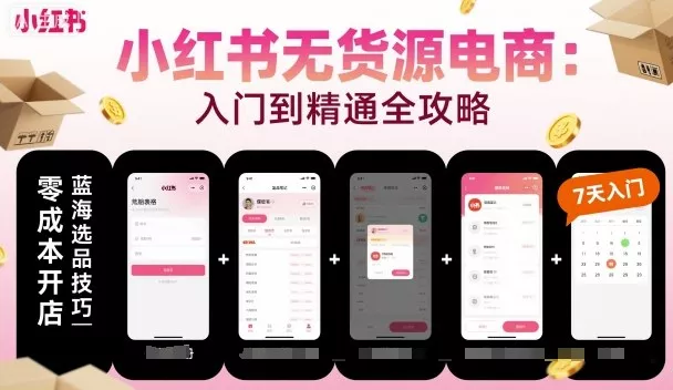 小红书无货源电商，入门到精通，开店+选品+笔记+剪辑+赛道+内容 - 轻创社
