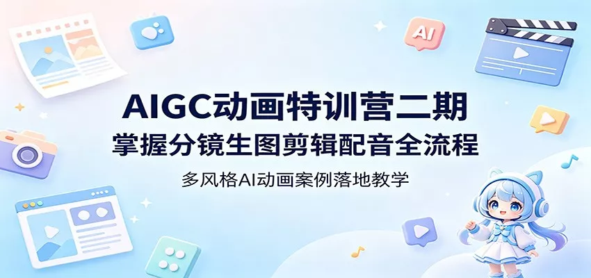 AIGC动画特训营二期：掌握分镜生图剪辑配音全流程，多风格AI动画案例落地教学 - 轻创社