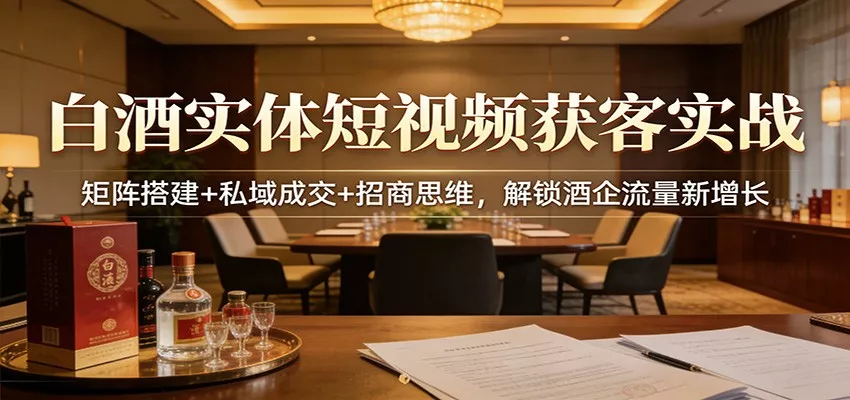白酒实体短视频获客实战：矩阵搭建+私域成交+招商思维，解锁酒企流量新增长 - 轻创社