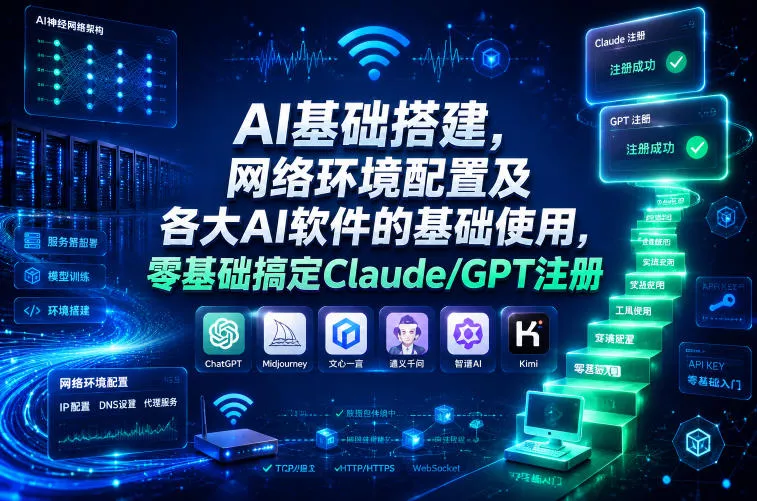 AI基础搭建，网络环境配置及各大AI软件的基础使用，零基础搞定Claude/GPT注册 - 轻创社