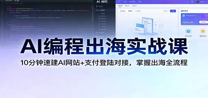 AI编程出海实战课：10分钟速建AI网站+支付登陆对接，掌握出海全流程 - 轻创社