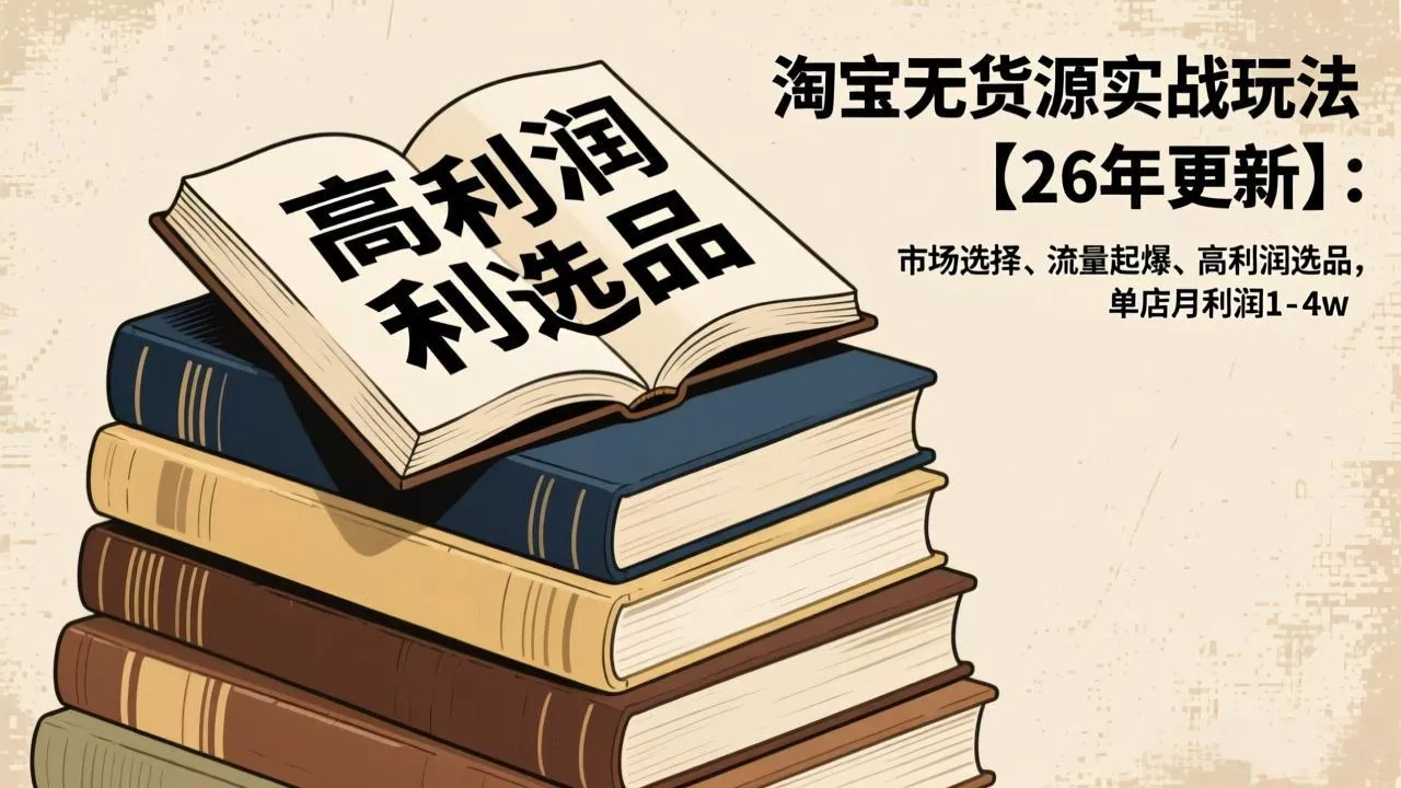 淘宝无货源实战玩法【26年更新】：市场选择、流量起爆、高利润选品，单店月利润1-4w - 轻创社