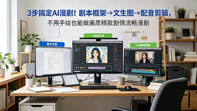 3步搞定AI漫剧！剧本框架→文生图→配音剪辑，不用手绘也能做画质精致剧情流畅漫剧 - 轻创社