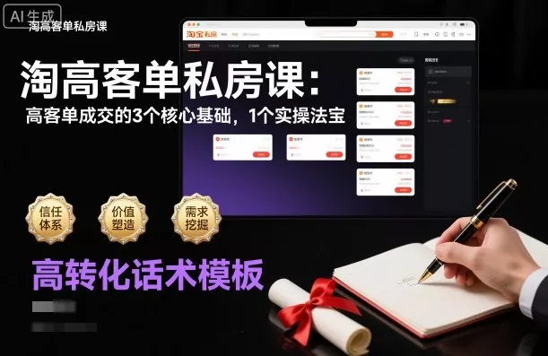 淘高客单私房课：高客单成交的3个核心基础，1个实操法宝 - 轻创社