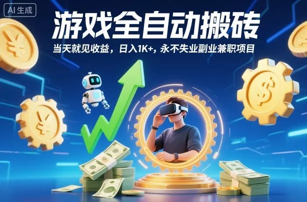 游戏全自动搬砖，当天就见收益，日入1K+，永不失业副业兼职项目【揭秘】 - 轻创社