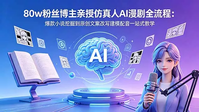 80w粉丝博主亲授仿真人AI漫剧全流程:爆款小说挖掘到原创文案改写建模配音一站式教学 80w粉丝博主亲授仿真人AI漫剧全流程:爆款小说挖掘到原创文案改写建模配音一站式教学
