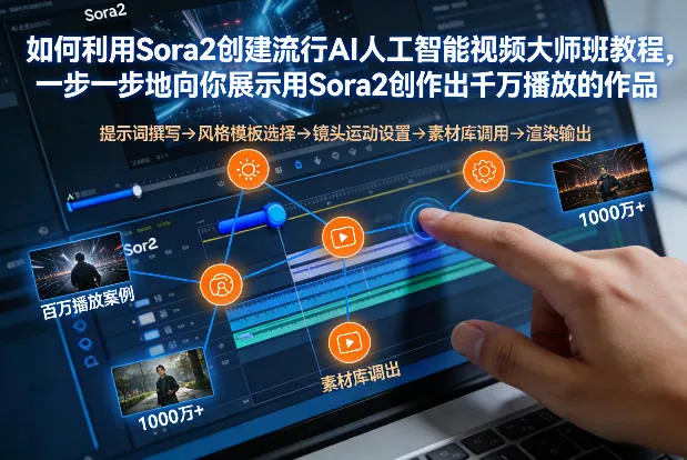 如何利用Sora2创建流行AI人工智能视频大师班，一步一步地向你展示用Sora2创作出千万播放的作品 - 轻创社