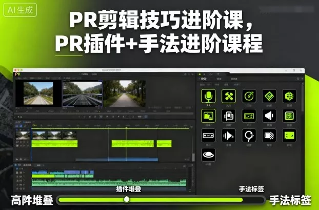 PR剪辑技巧进阶课，PR插件+手法进阶课程 - 轻创社