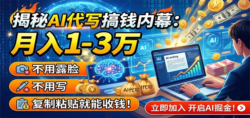 揭秘AI代写搞钱内幕：月入1-3万，不用露脸不用写，复制粘贴就能收钱！ - 轻创社