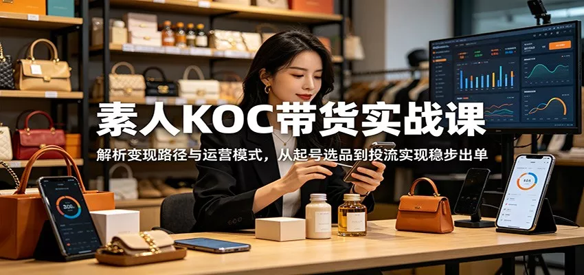 素人KOC带货实战课：解析变现路径与运营模式，从起号选品到投流实现稳步出单 - 轻创社