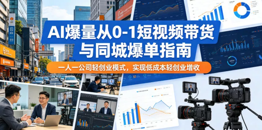 AI爆量从0-1短视频带货与同城爆单指南，一人一公司轻创业模式，实现低成本轻创业增收 - 轻创社