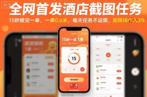 全网首发酒店截图任务，15秒做完一单，一单0.6米，每天任务不设限，矩阵操作日入3张【揭秘】 - 轻创社