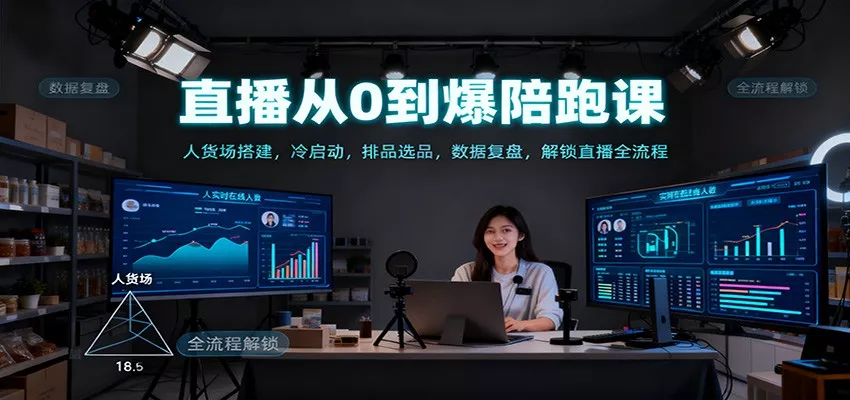 直播从0到爆陪跑课：人货场搭建，冷启动，排品选品，数据复盘，解锁直播全流程 - 轻创社