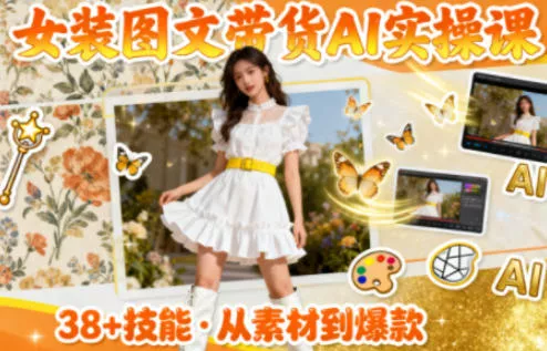 女装图文带货的AI实操课，覆盖38个实用技能，快速提升素材制作效率 - 轻创社