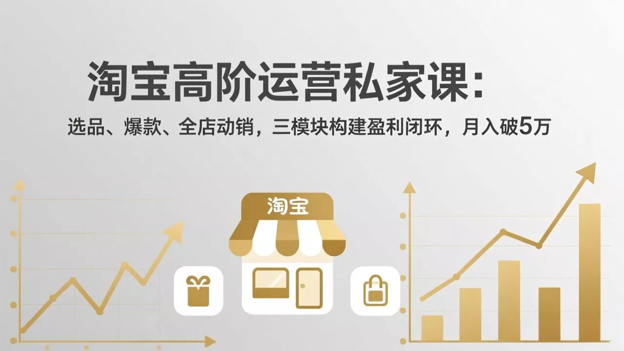 淘宝高阶运营私家课：选品、爆款、全店动销，三模块构建盈利闭环，月入破5万(更新26年2月 - 轻创社