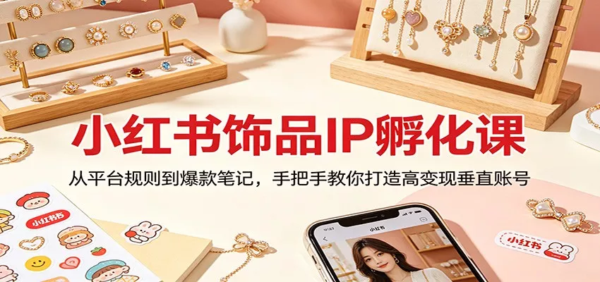 小红书饰品IP孵化课：从平台规则到爆款笔记，手把手教你打造高变现垂直账号 - 轻创社