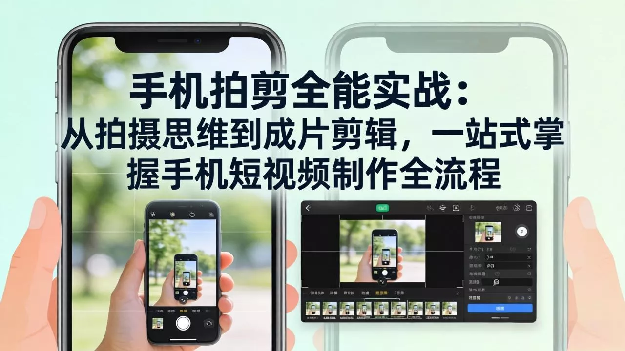 手机拍剪全能实战：从拍摄思维到成片剪辑，一站式掌握手机短视频制作全流程 - 轻创社