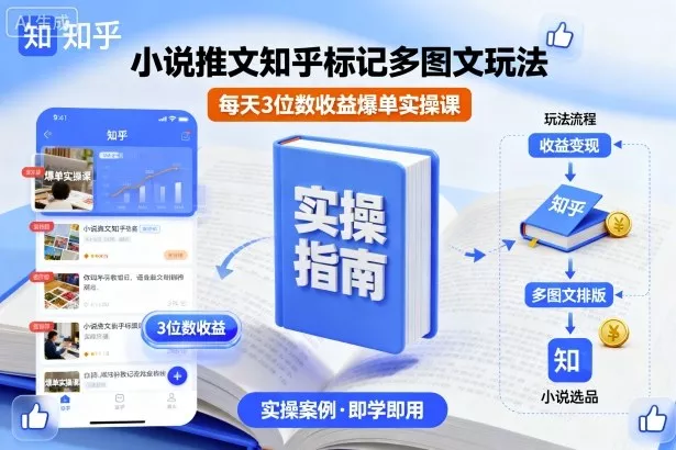 小说推文知乎标记多图文玩法，每天3位数收益爆单实操课 - 轻创社