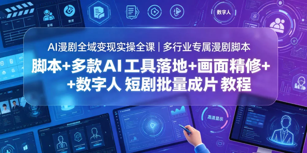 AI漫剧全域变现实操全课｜多行业专属漫剧脚本+多款AI工具落地+画面精修+数字人短剧批量成片全教程 - 轻创社