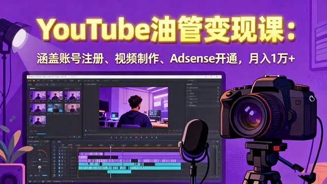 2025YouTube油管变现课：涵盖账号注册、视频制作、Adsense开通，月入1万+ - 轻创社