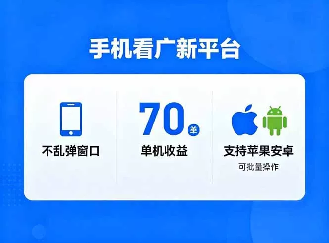 看广新平台，不乱弹窗口，单机做到了70加，支持苹果和安卓可批量，做到了日入1万+ - 轻创社