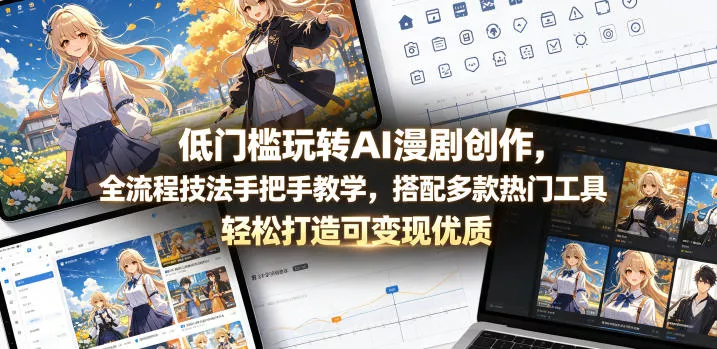 低门槛玩转AI漫剧创作，全流程技法手把手教学，搭配多款热门工具，轻松打造可变现优质作品 - 轻创社